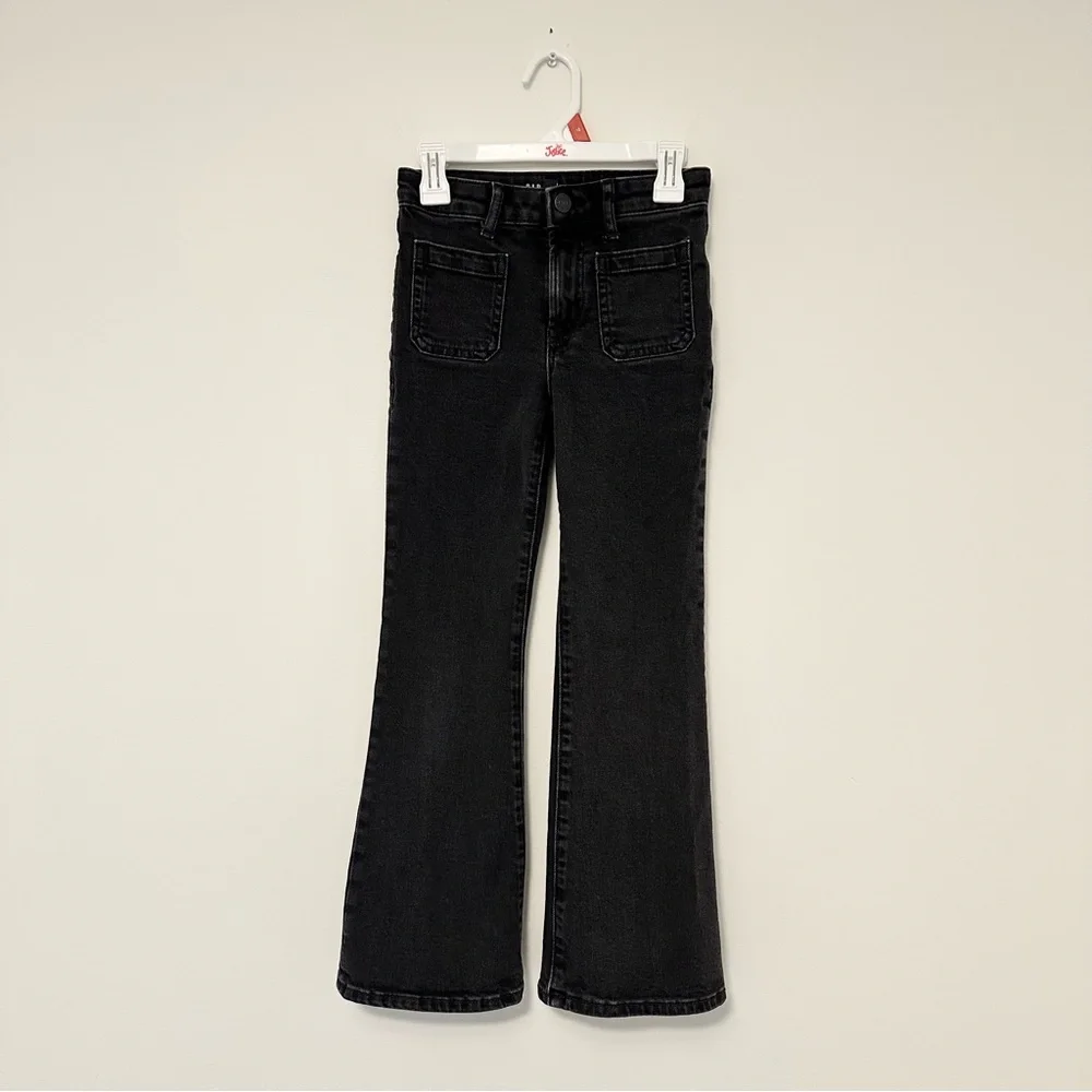 GAP Kids Girls size 8 Slim '70s Flare High Rise High Waist Black Jeans Bell